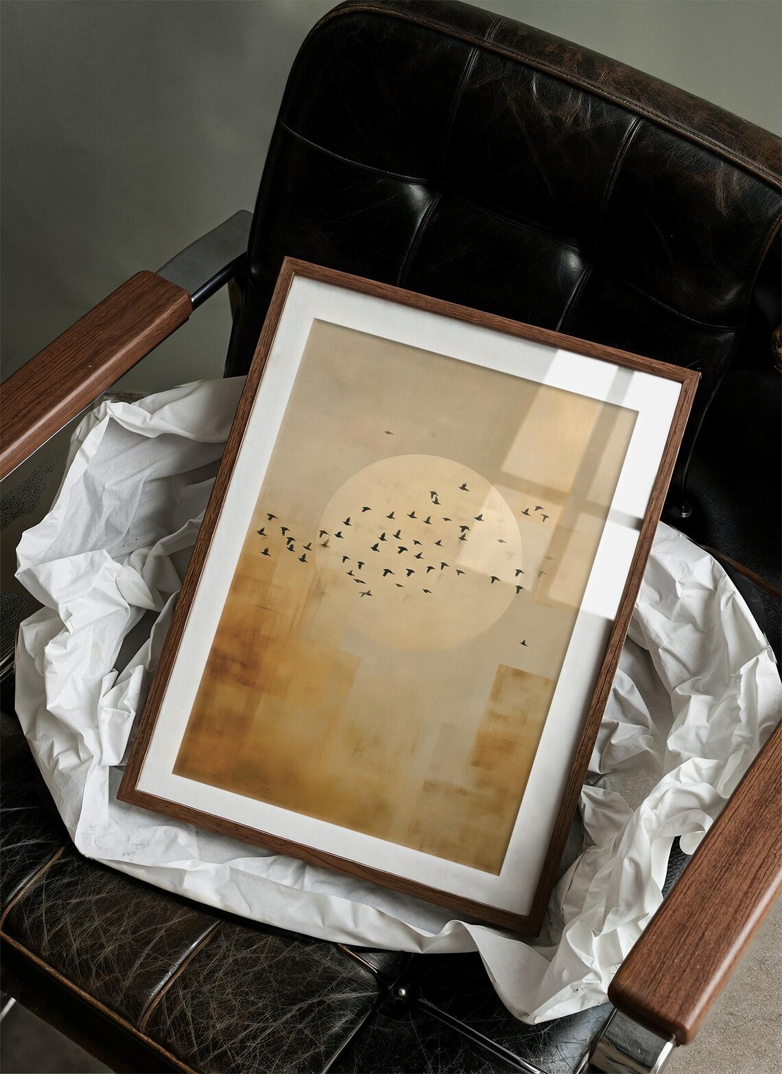 Golden Sunset Flight Abstract Art Print