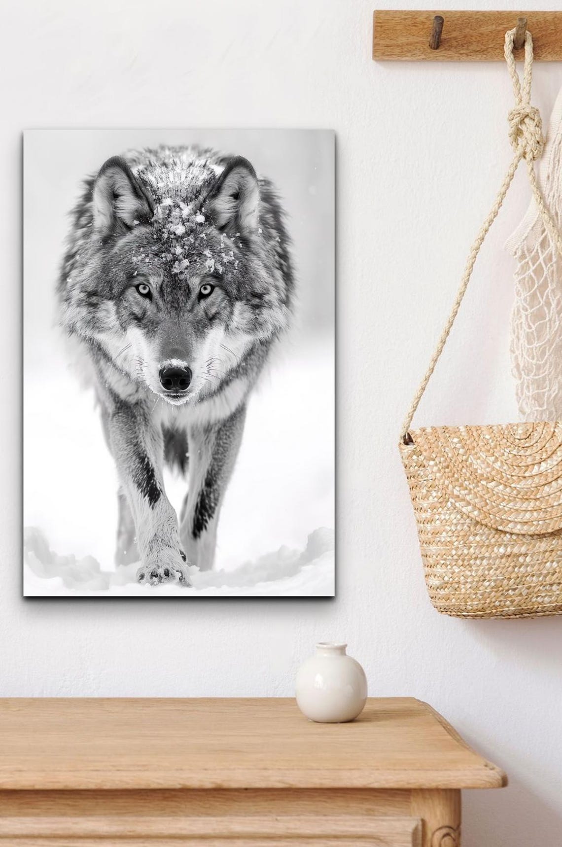 Gray Wolf Walking Through Snow Winter Wildlife Portrait Art Poster - Image 7