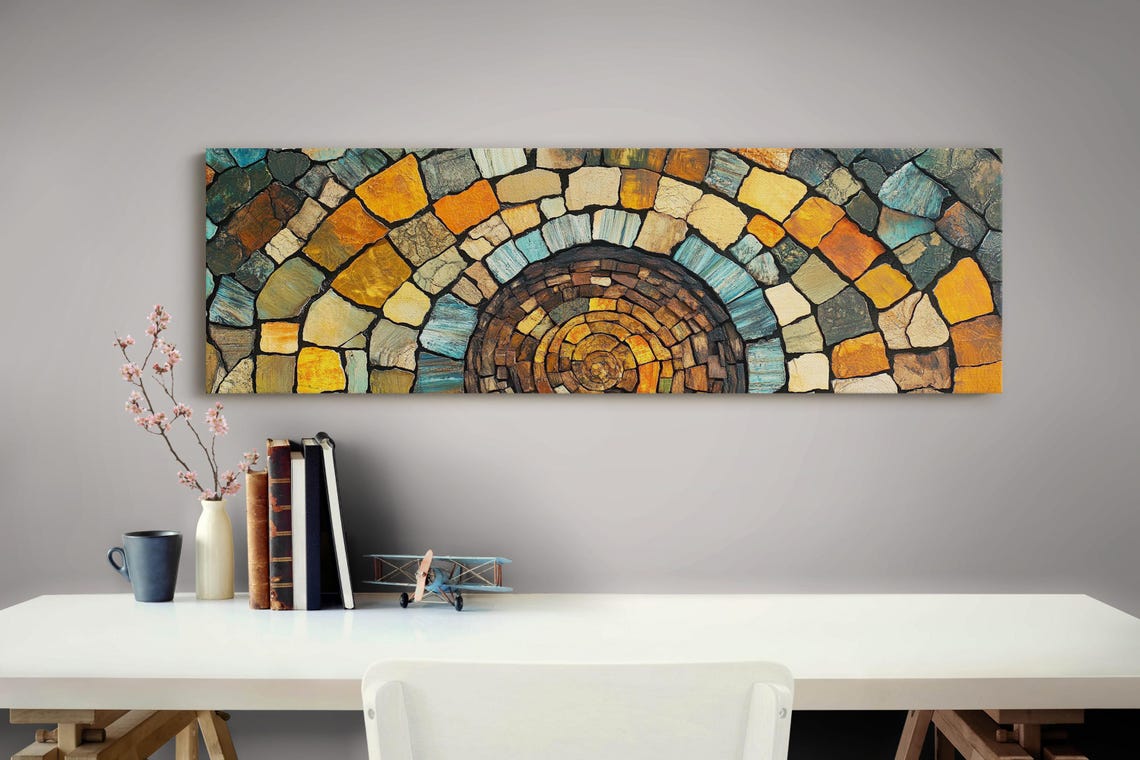 Stone Mosaic Arch Rustic Wall Decor Earthy Warm Tones Poster - Image 3