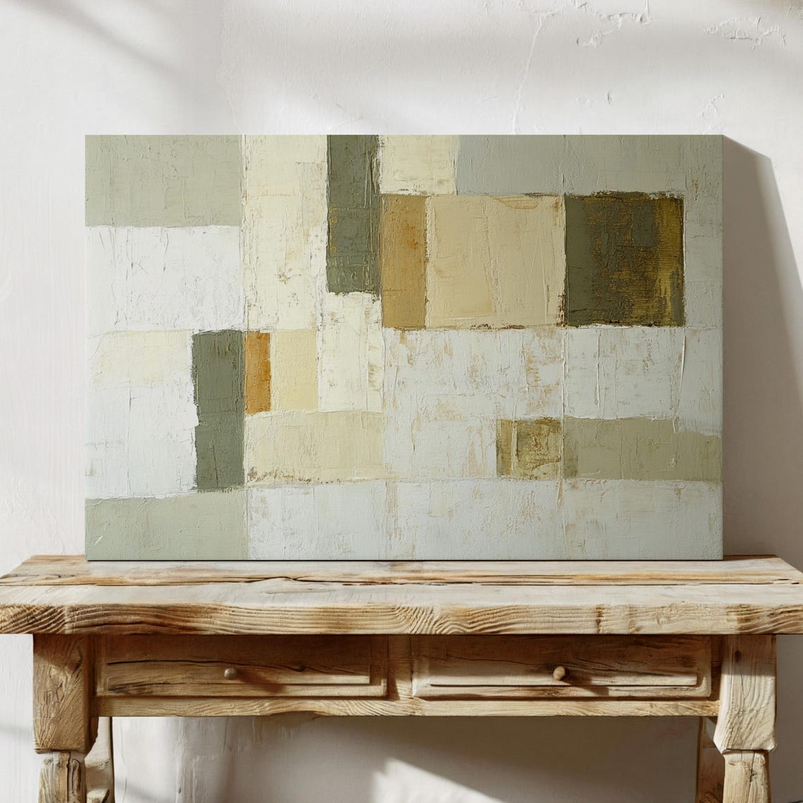 Modern Neutral Abstract Beige Gold Geometric Texture Wall Art - Image 7