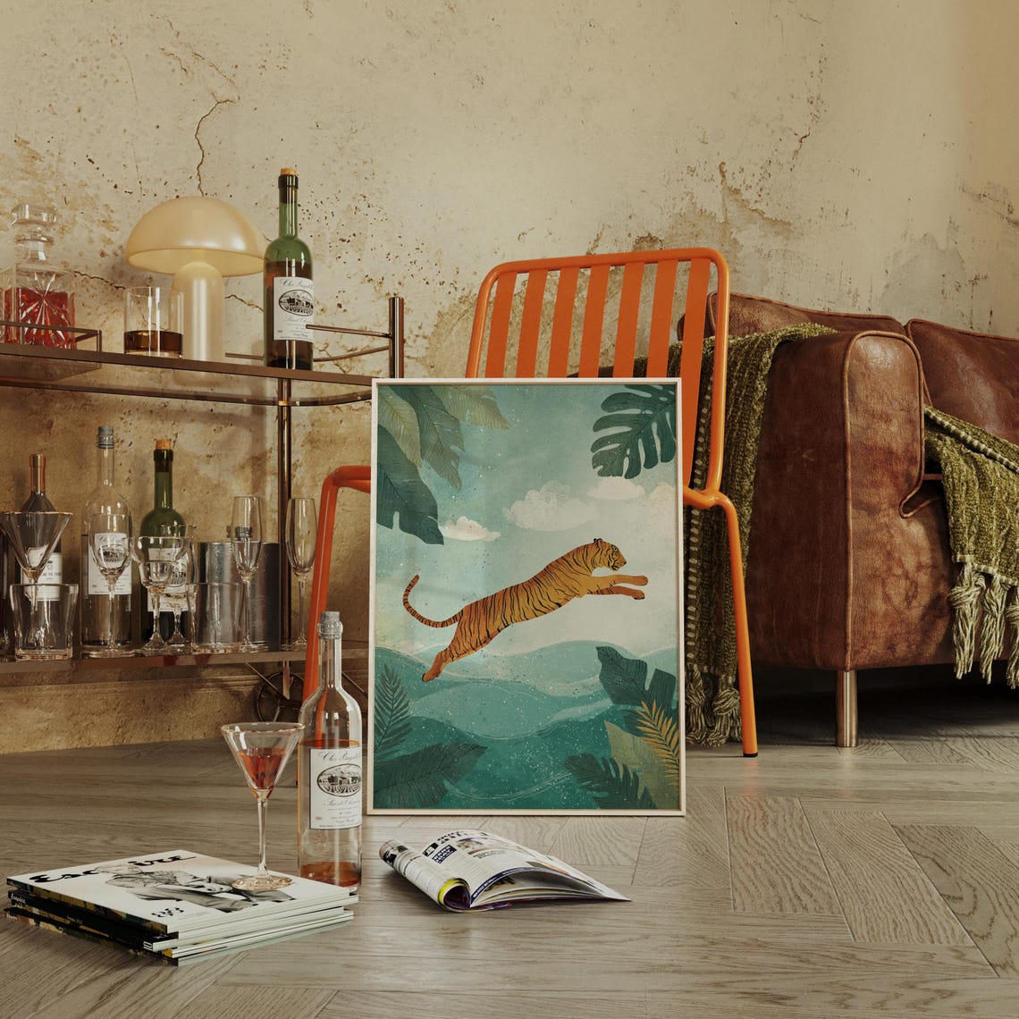 Leaping Tiger Jungle Canvas Art