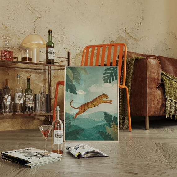 Leaping Tiger Jungle Canvas Art