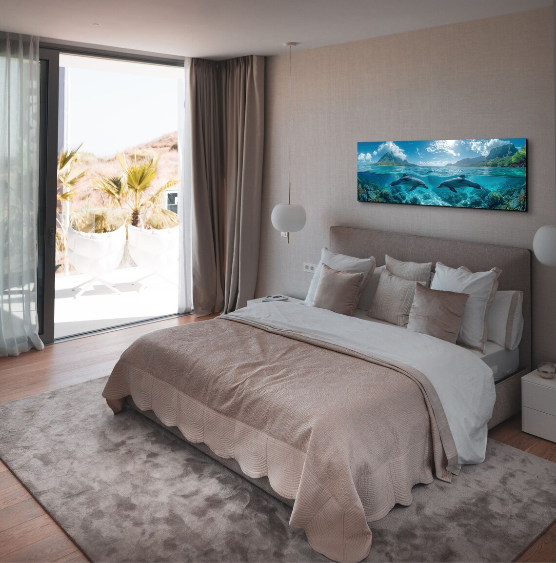 Hawaiian Dolphins Panoramic Ocean Decor, Nautical Art - Image 3