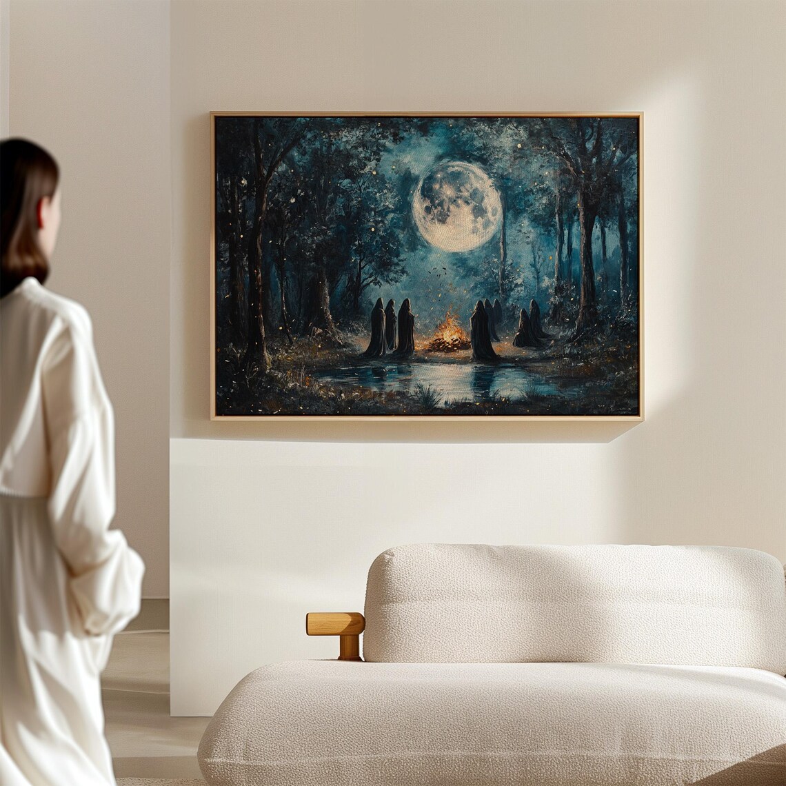 Haunting Moonlit Forest Gathering, Mystical Night Landscape - Image 7