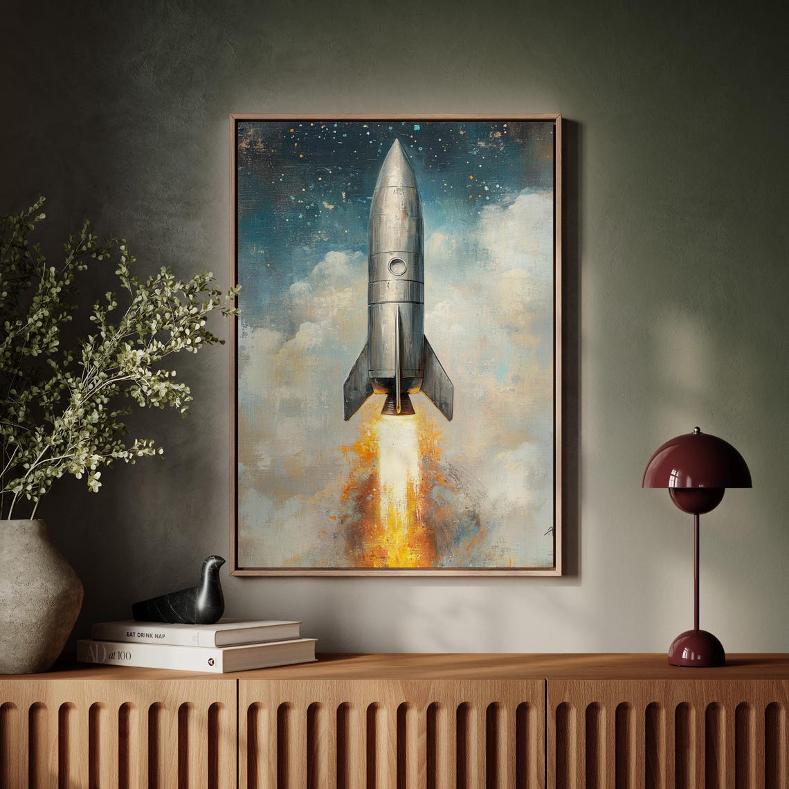 Vintage Retro Rocket Launch Mid Century Space Exploration Poster - Image 7