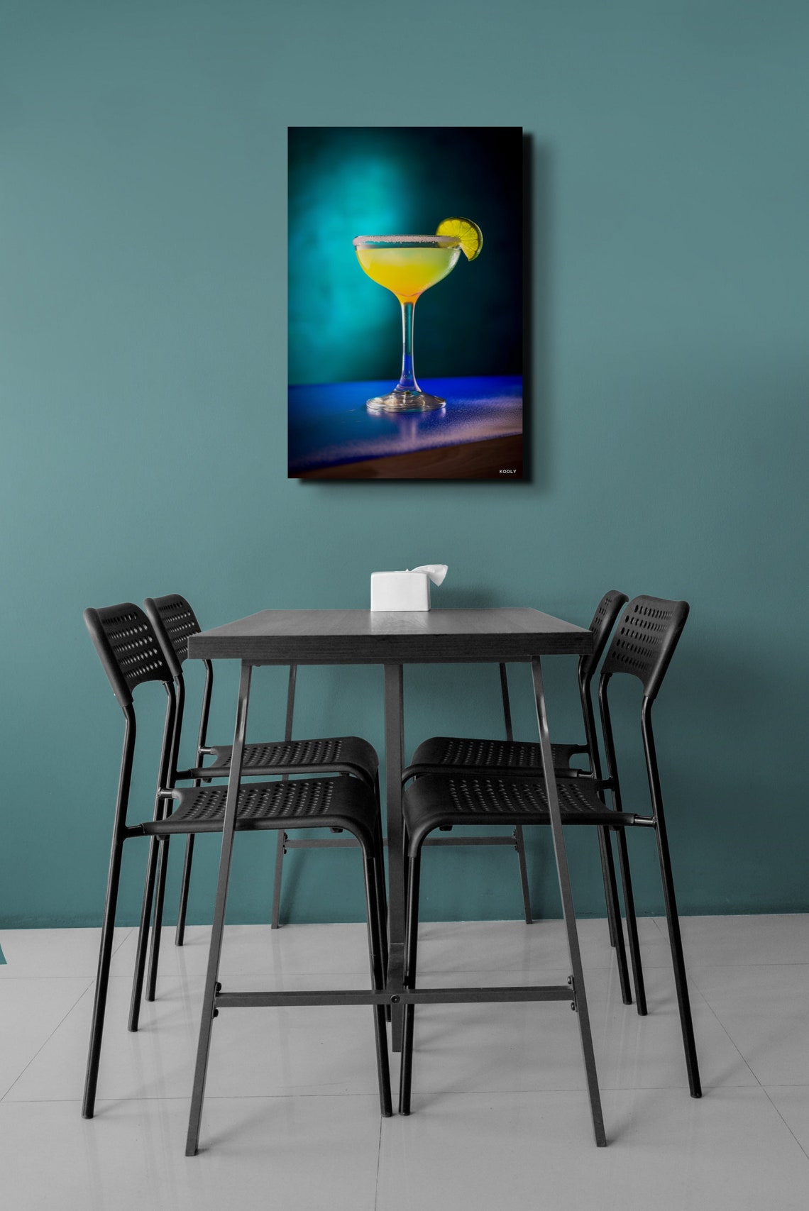Festive Margarita Cocktail Lime Salt Rim Blue Bar Photo Poster - Image 6