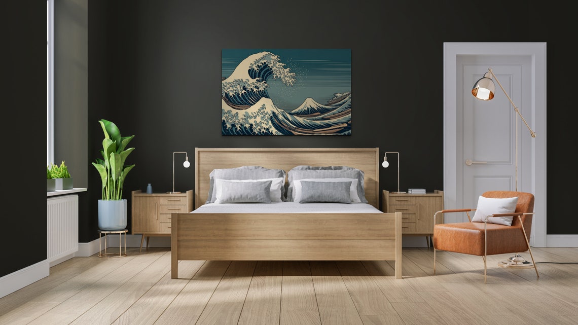 Hokusai Great Wave With Mount Fuji In Teal Japanese Art Poster - Image 5