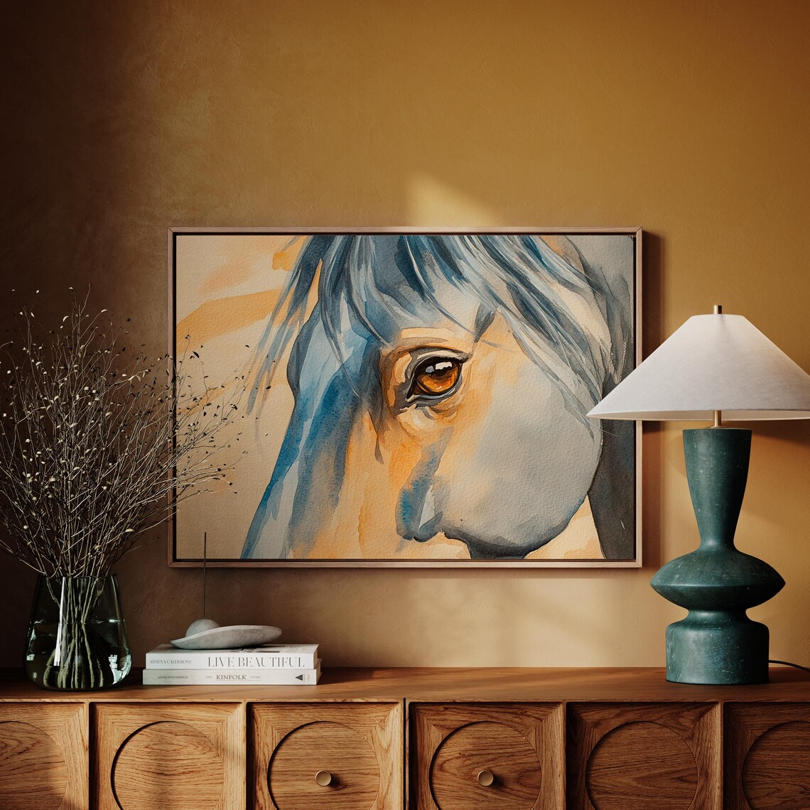 Watercolor Horse Eye Art, Elegant Equine Portrait - Image 3