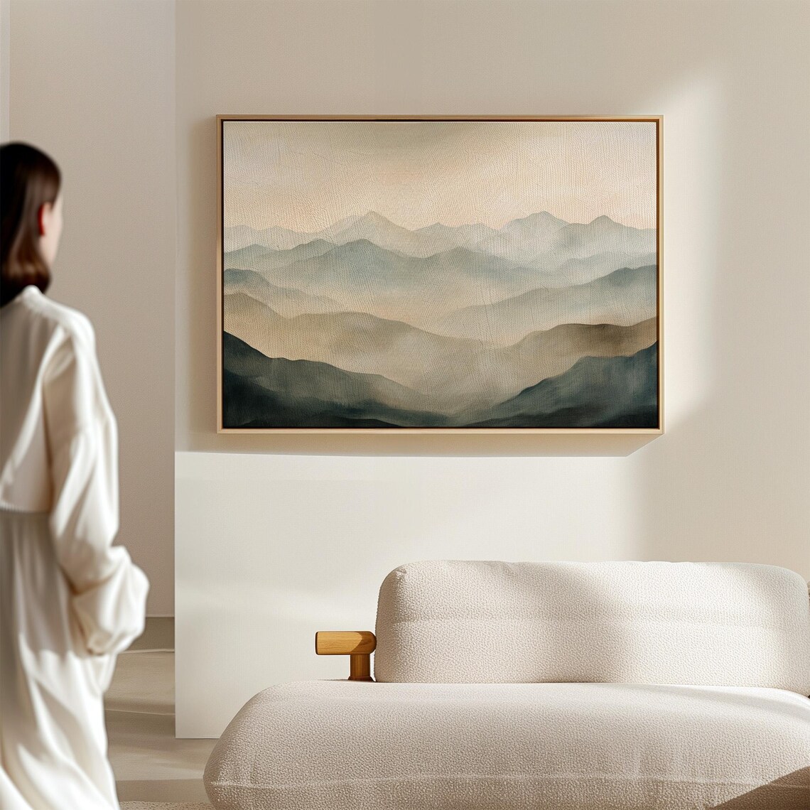 Minimalist Misty Mountain Range Art Serene Nature Wall Decor Neutral Tones For Modern Home - Image 3