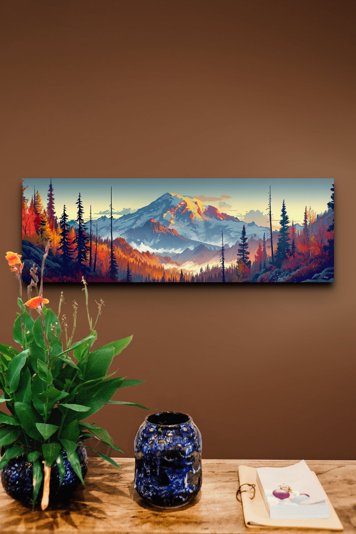 Panoramic Mount Rainier Autumn Forest Snow Peak Landscape Wall Art - Image 5