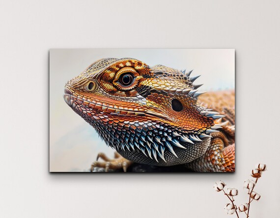 Bearded Dragon Wall Art Print Lizard Reptile Decor Dragon Art Animal Art Wall Art Home Decor Living Room Art