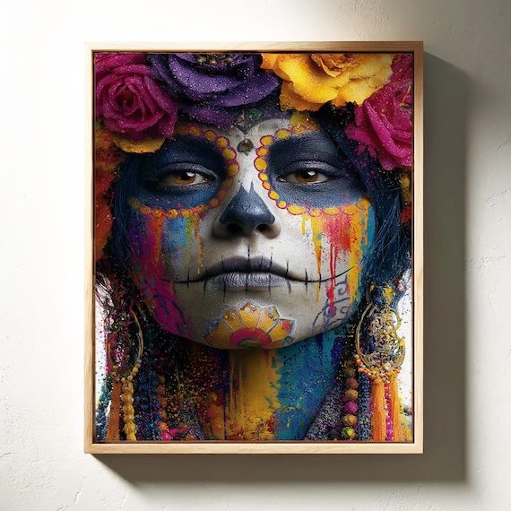 Catrina Sugar Skull Day Of The Dead Vibrant Color Portrait Poster