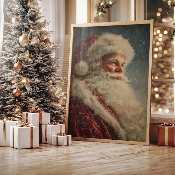 Classic Santa Claus in Snowfall Art Print