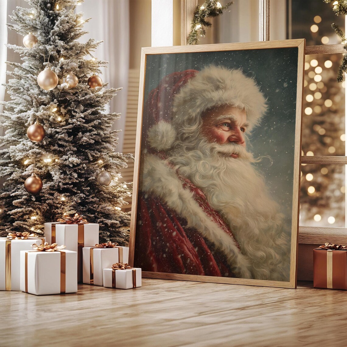 Classic Santa Claus in Snowfall Art Print