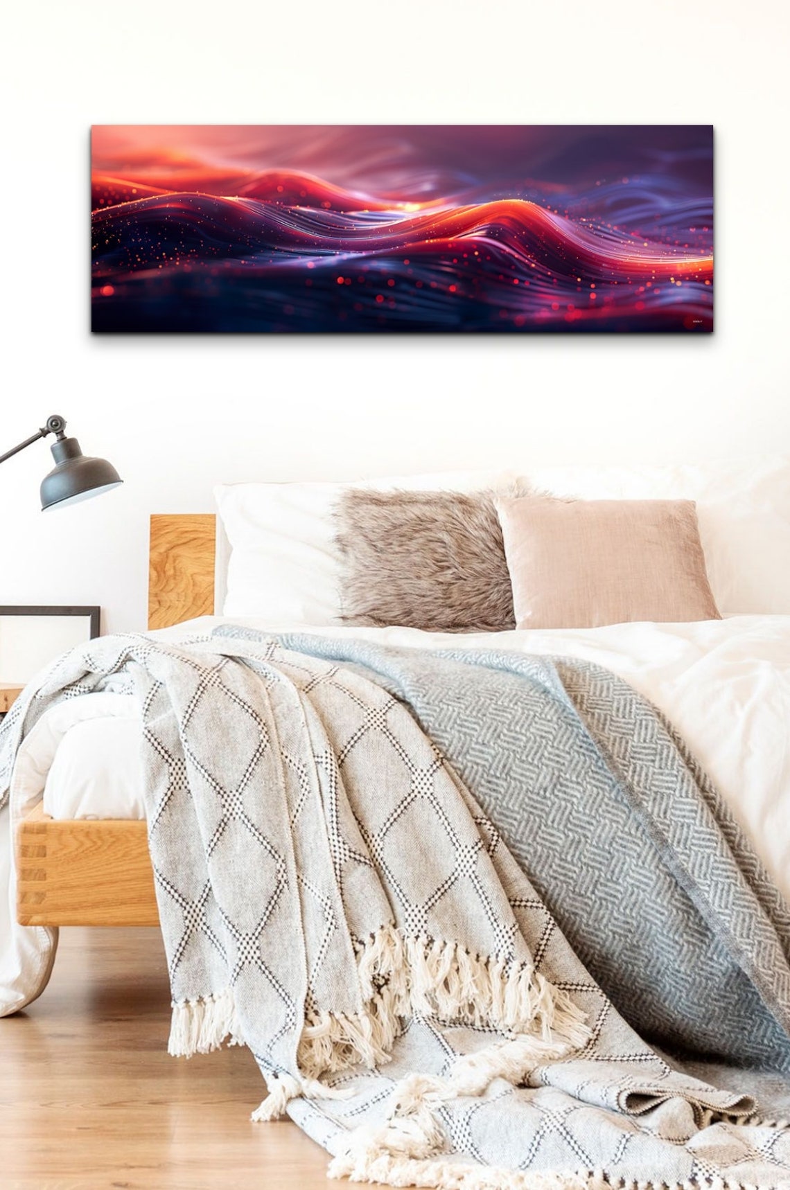 Abstract Ocean Wave Digital Art Pink Purple Sunset Flow Print - Image 6