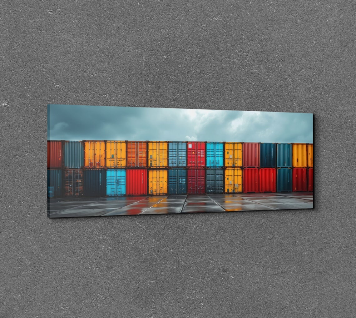 Colorful Stacked Shipping Container Industrial Yard Photo Poster - Image 4
