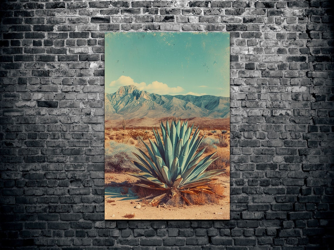 Desert Agave Mountain Landscape Vintage Southwest Photo Poster - Image 2