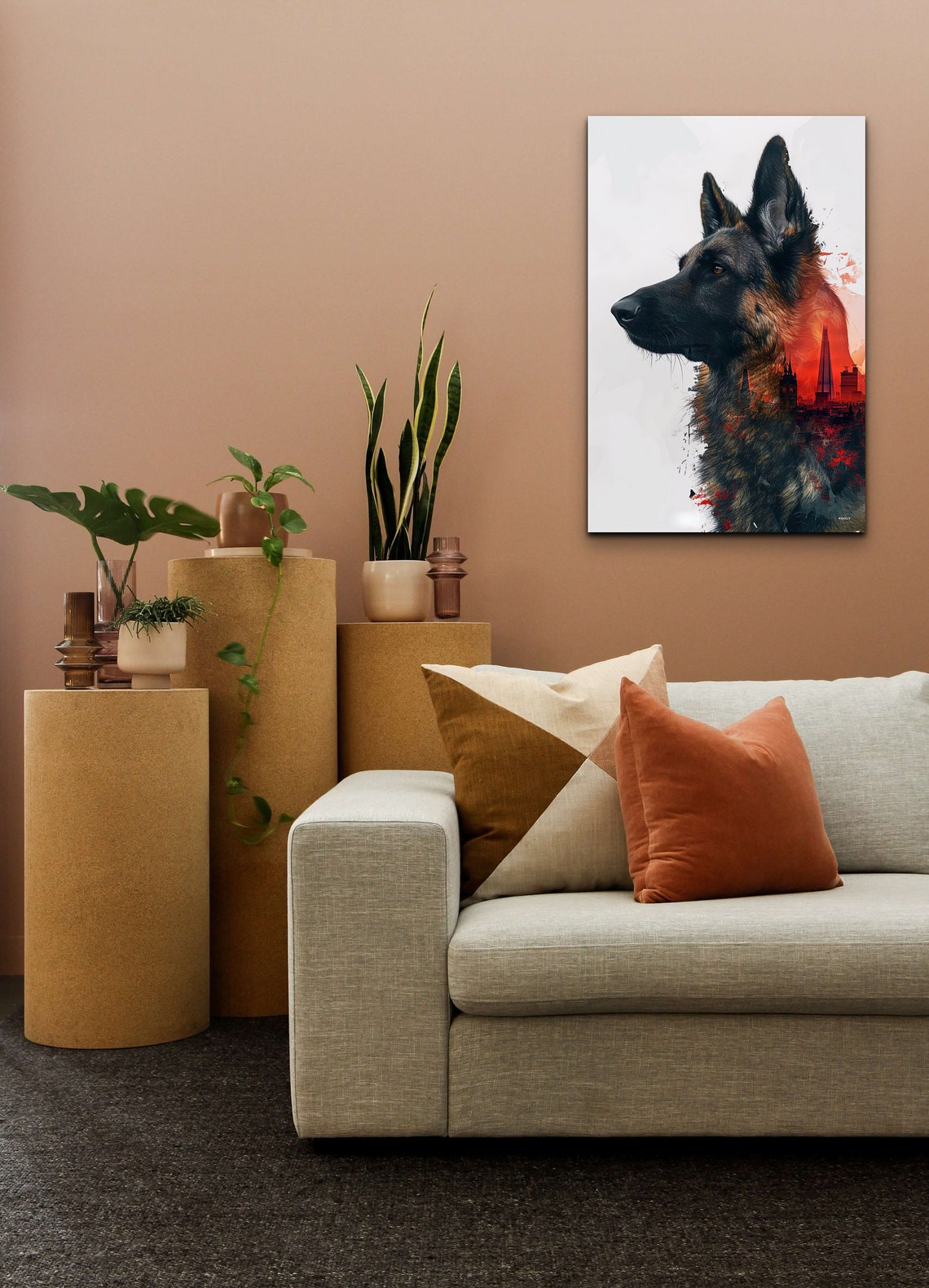 German Shepherd Double Exposure London Skyline Dog Portrait Wall Art - Image 3