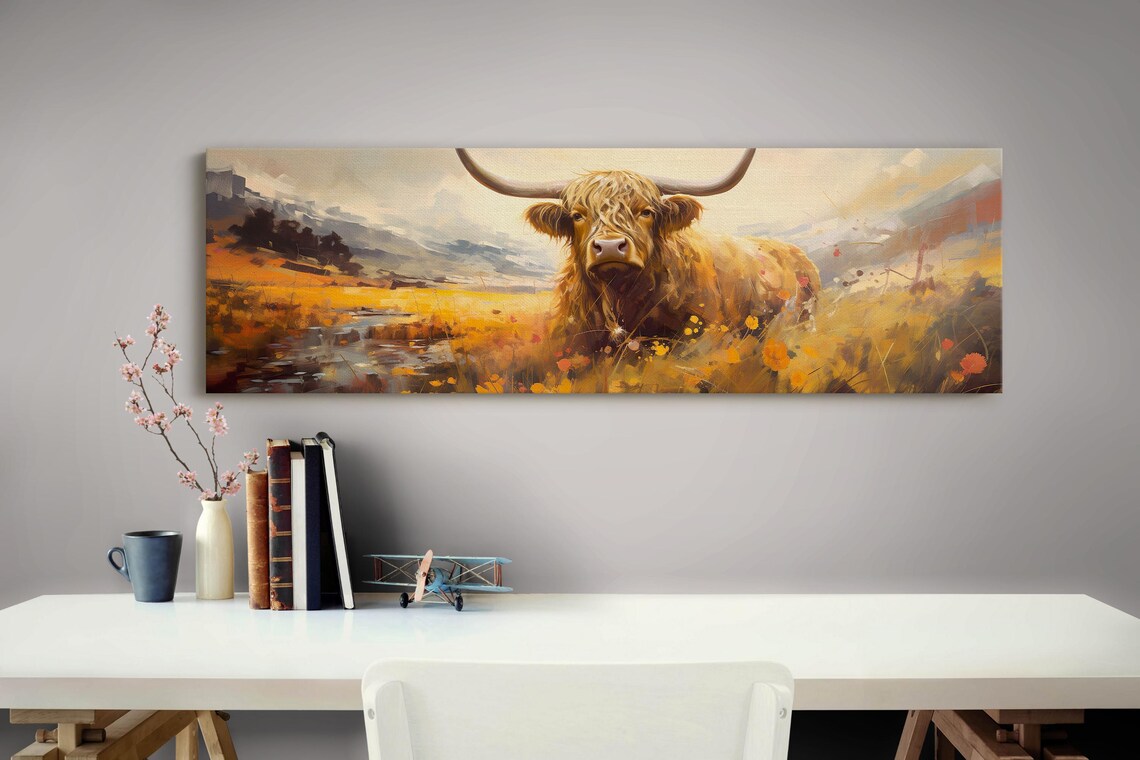 Highland Cow Panoramic Wall Art, Farmhouse Poster - Image 4