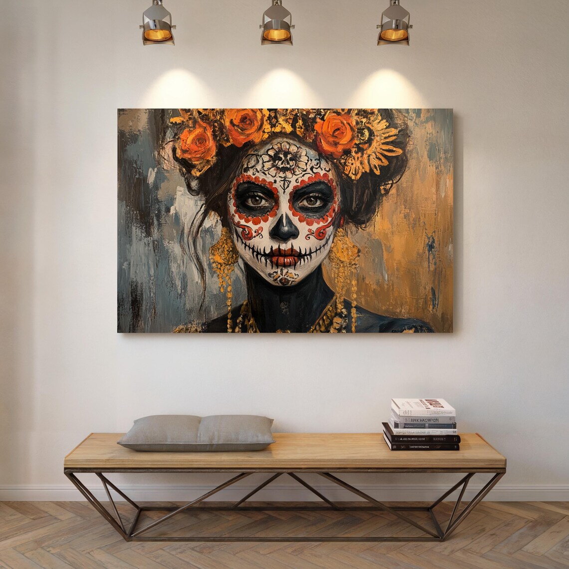 Mexican Sugar Skull Woman Dia De Los Muertos Art Print - Image 4