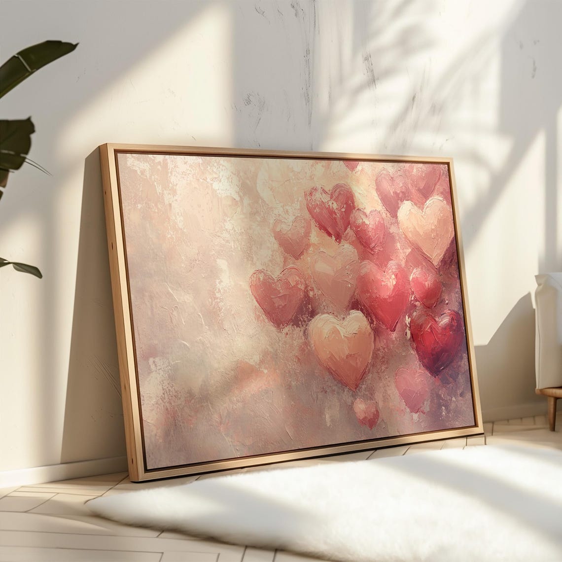 Blush Pink Hearts Textured Romantic Love Valentine Day Poster