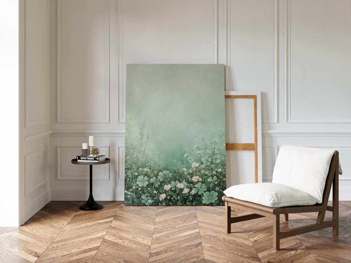Serene Clover Field Art Print, Pastoral Landscape - Image 5
