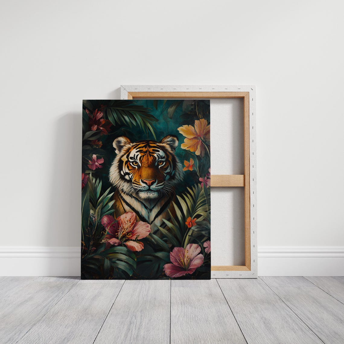 Majestic Tiger In Jungle Floral Art Vibrant Tropical Decor Poster - Image 3