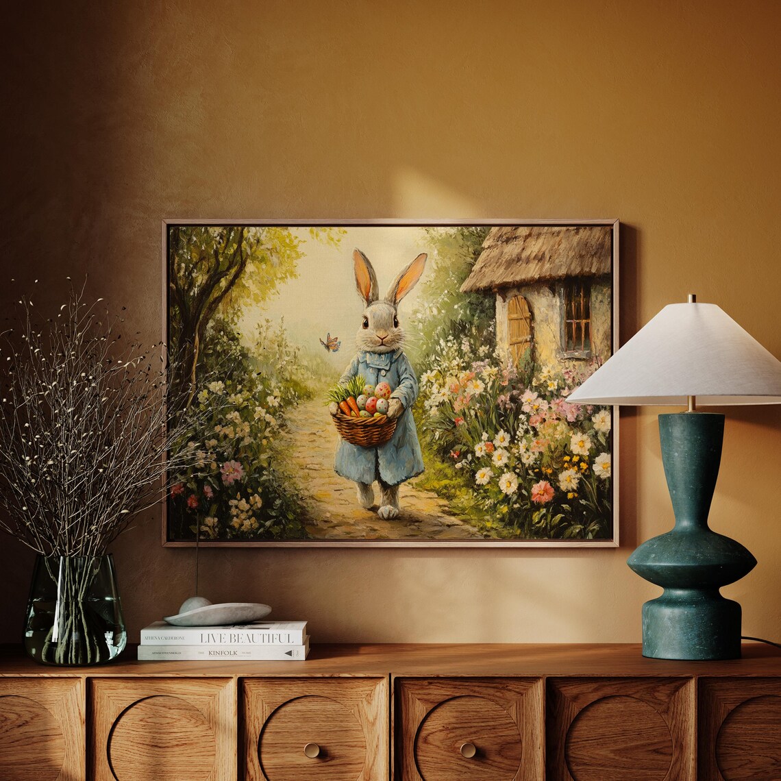 Easter Bunny With Basket Of Eggs, Cottagecore Spring - Image 7