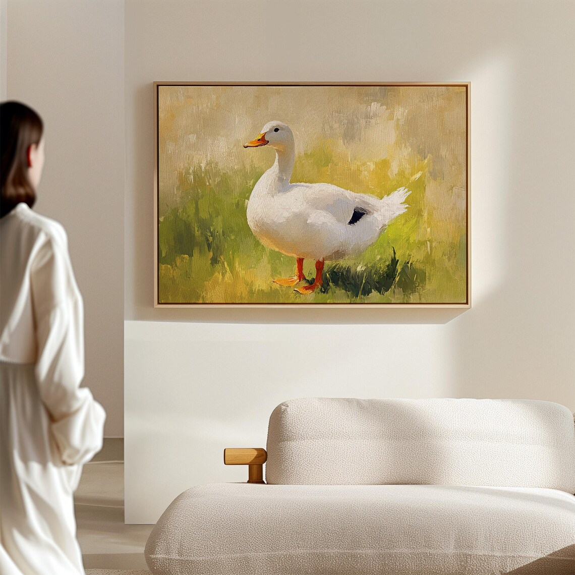 White Pekin Duck Green Meadow Vintage Farmhouse Animal Poster - Image 3