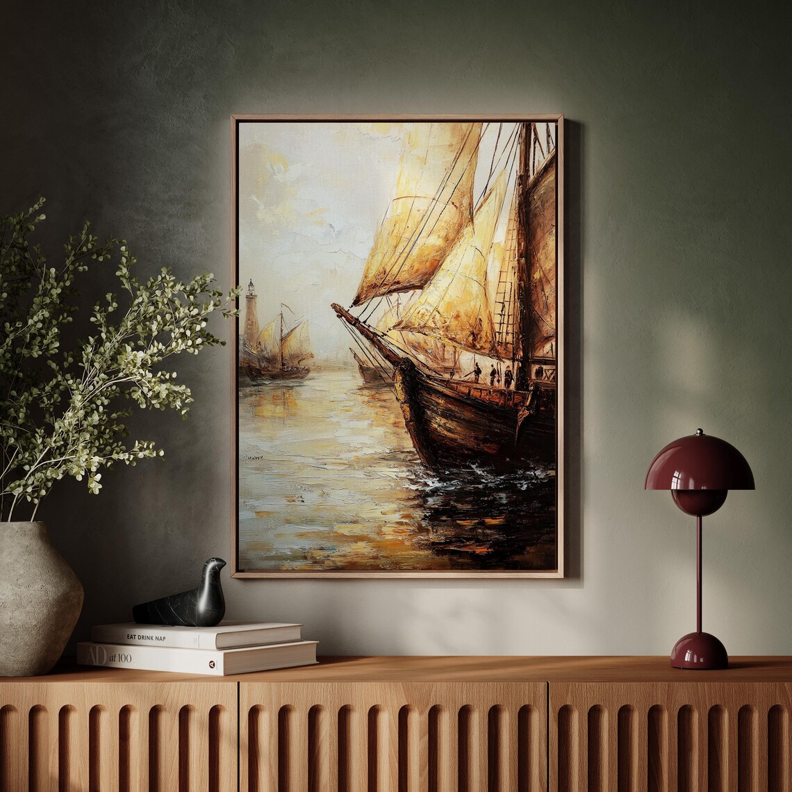 Vintage Sailboat Painting, Nautical Seascape Art Print - Image 5