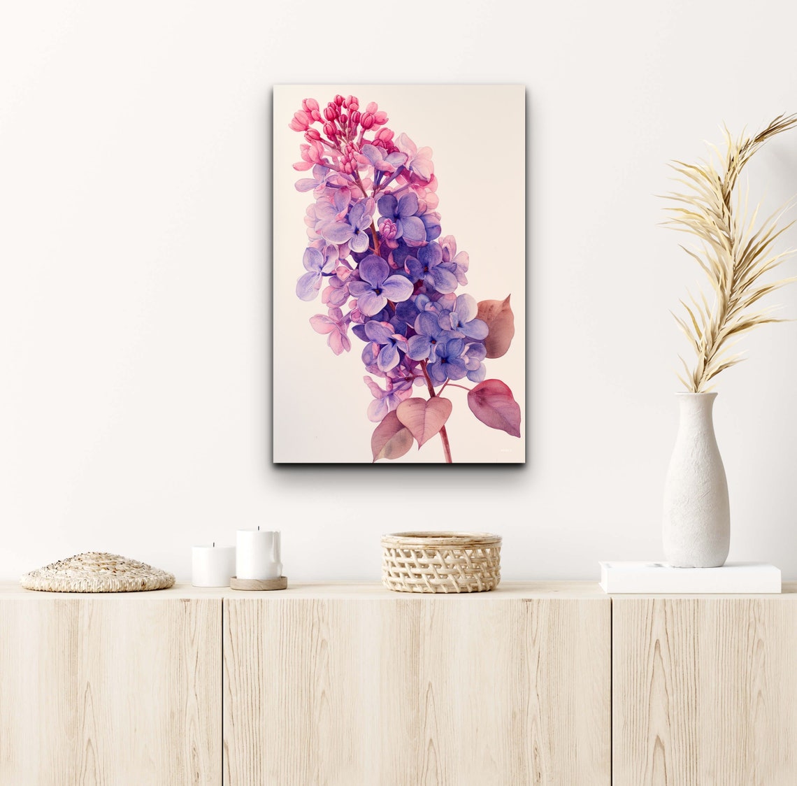 Watercolor Lilac Blossoms Pink Purple Spring Floral Botanical Print