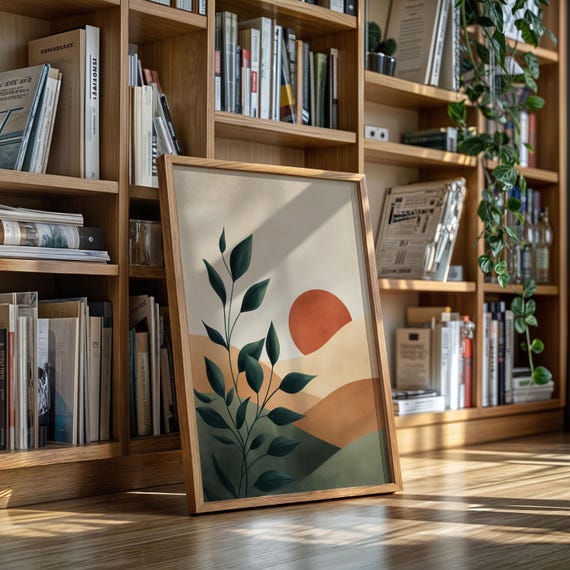 Desert Sunset Botanical Minimalist Abstract Nature Wall Art
