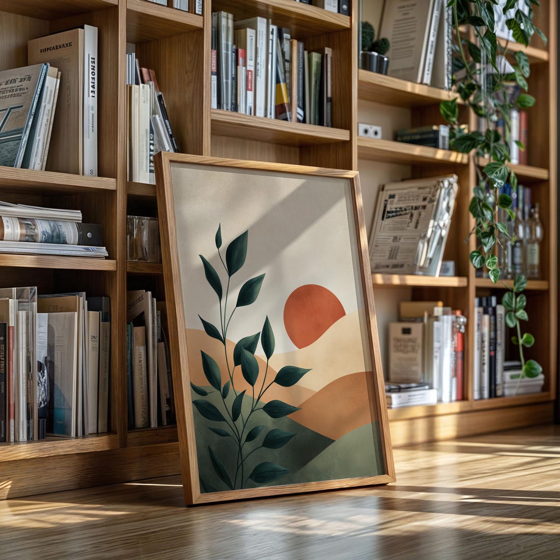 Desert Sunset Botanical Minimalist Abstract Nature Wall Art