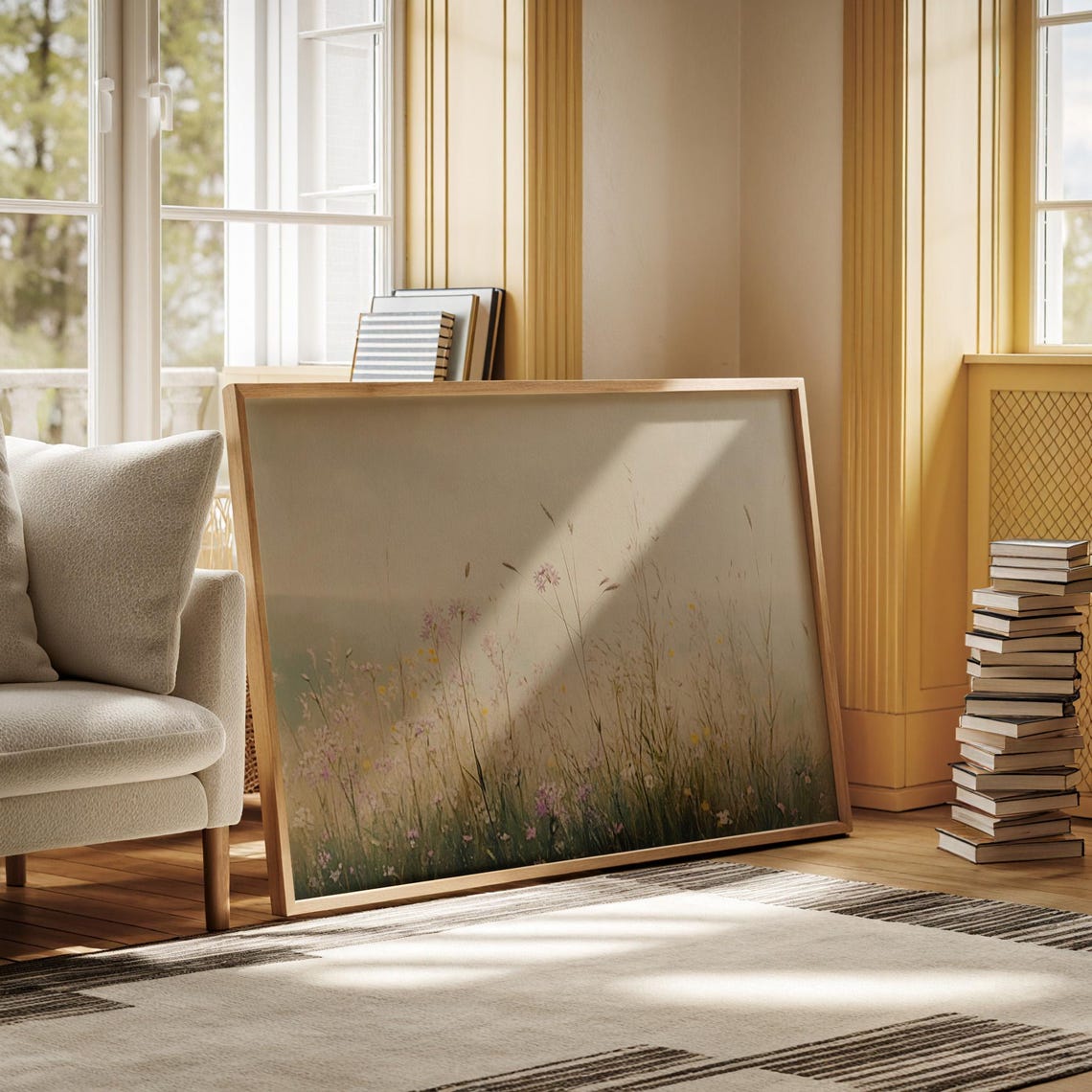 Soft Wildflower Field Neutral Botanical Serene Vintage Art Poster - Image 7