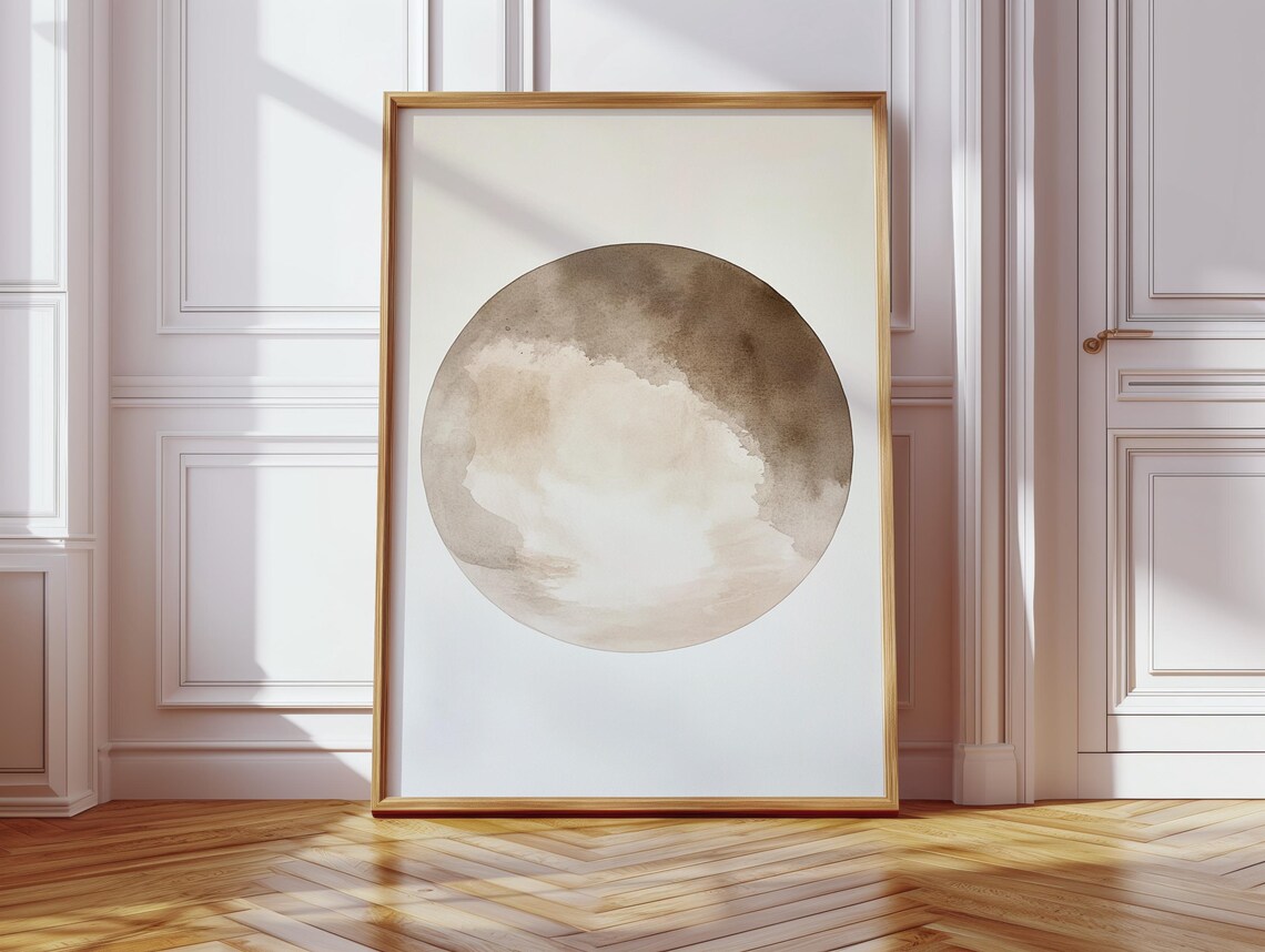 Watercolor Moon Print, Abstract Minimalist Celestial Art - Image 4
