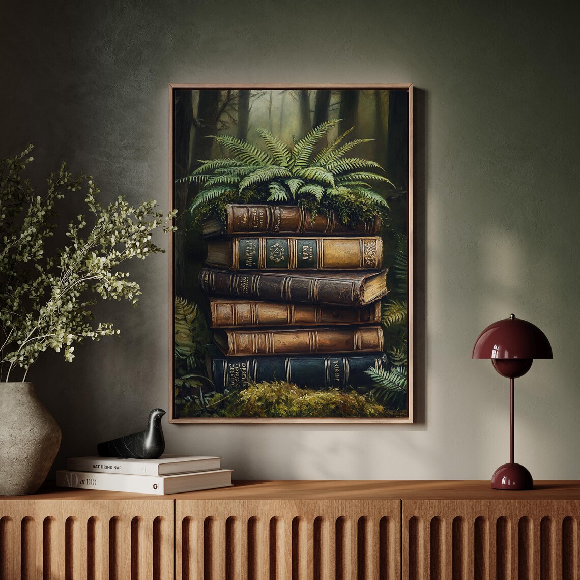 Dark Academia Book Art, Vintage Library Poster