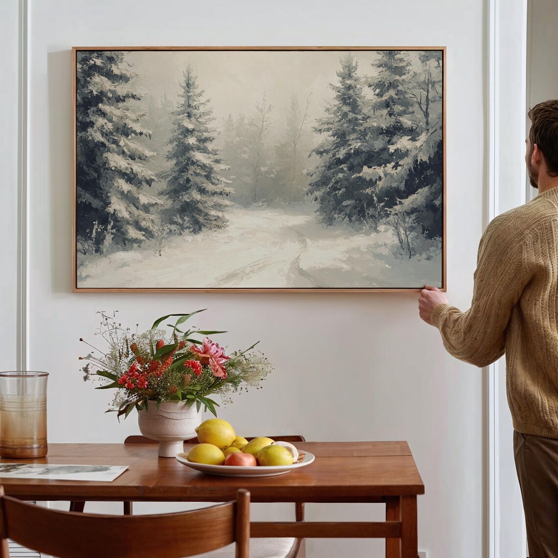 Snowy Forest Serene Winter Wonderland Art Print