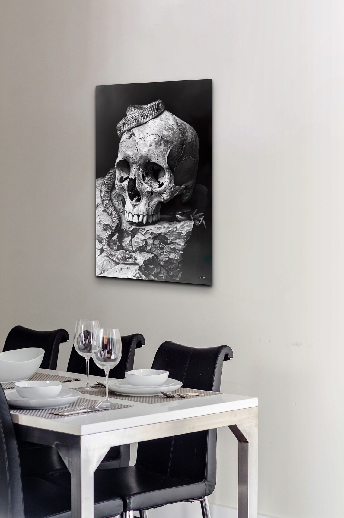 Skull Snake Portrait, Gothic Dark Art Print - Image 3