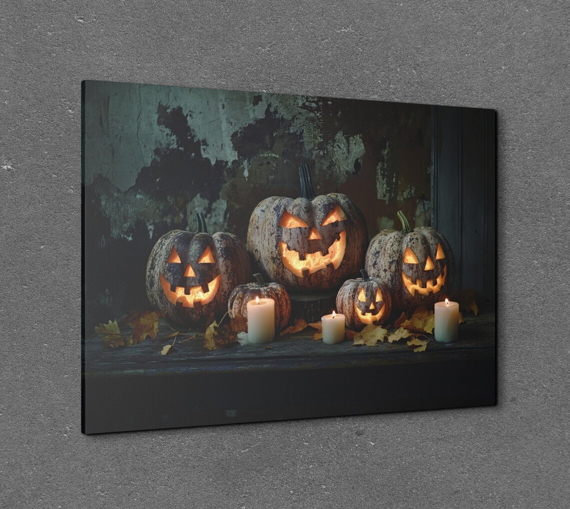 Halloween Pumpkin In A Gothic Window, Spooky Season Art - Image 7