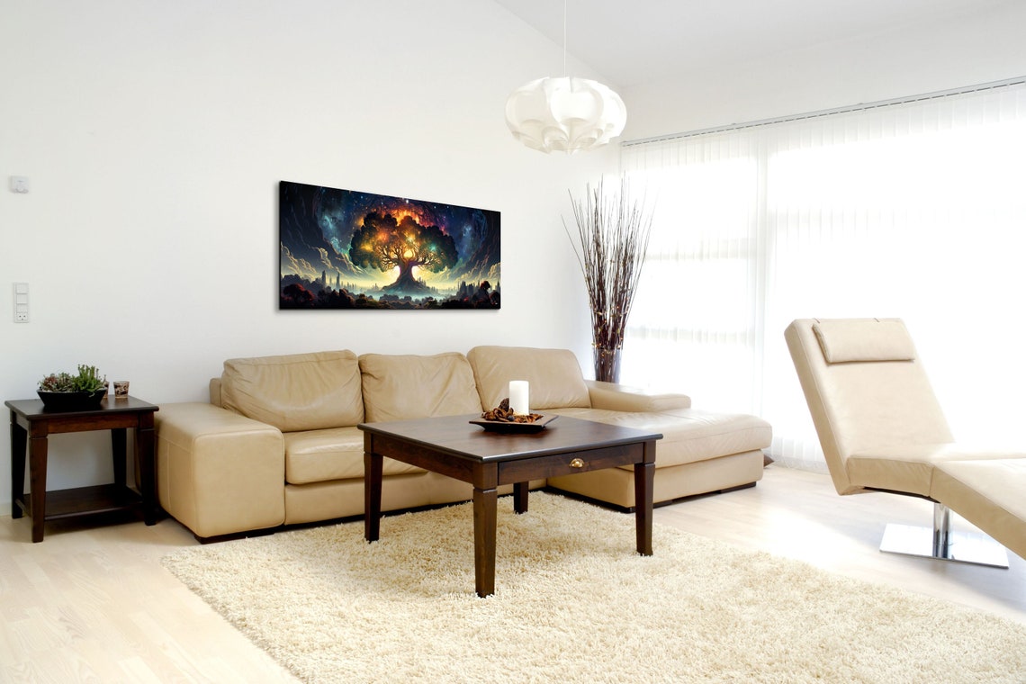 Glowing Tree of Life Beneath a Cosmic Starry Galaxy Sky Poster - Image 6