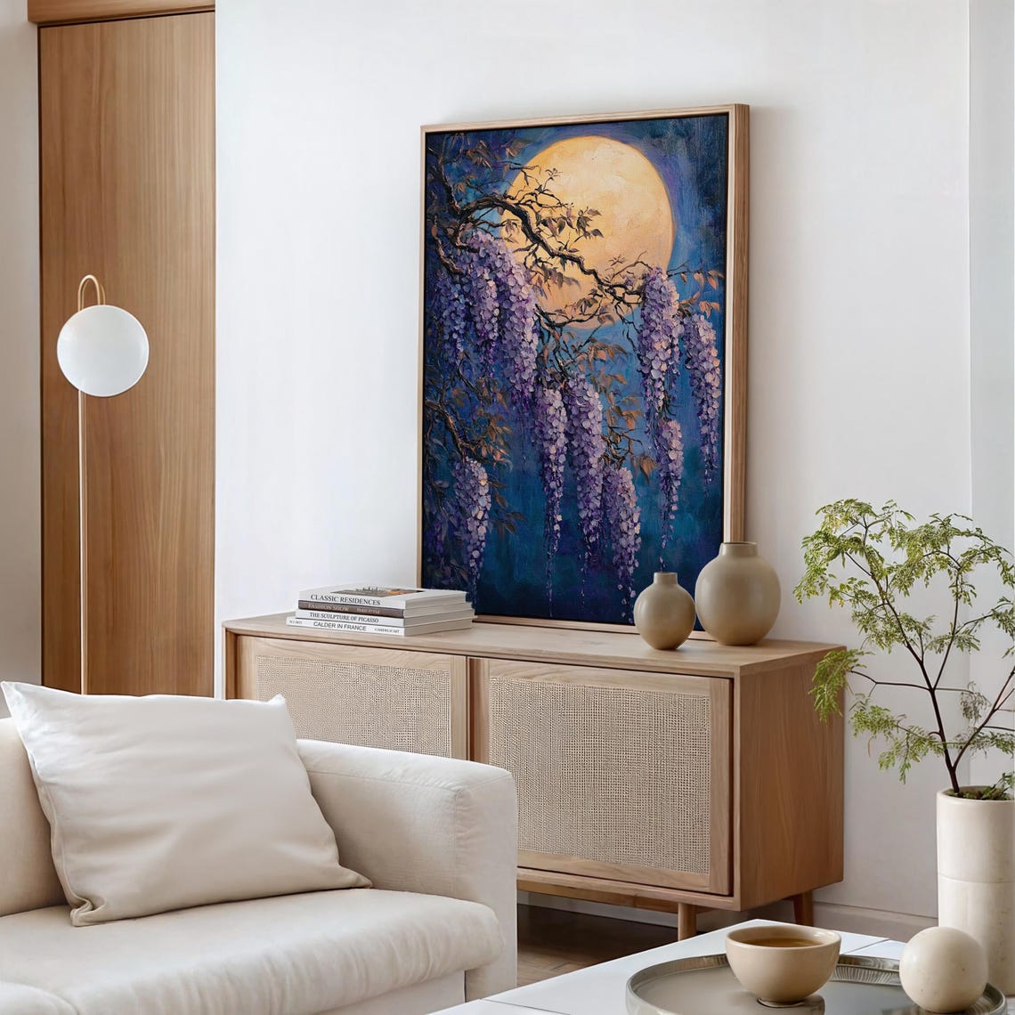 Wisteria Blossoms Golden Full Moon Dreamy Night Floral Poster - Image 5