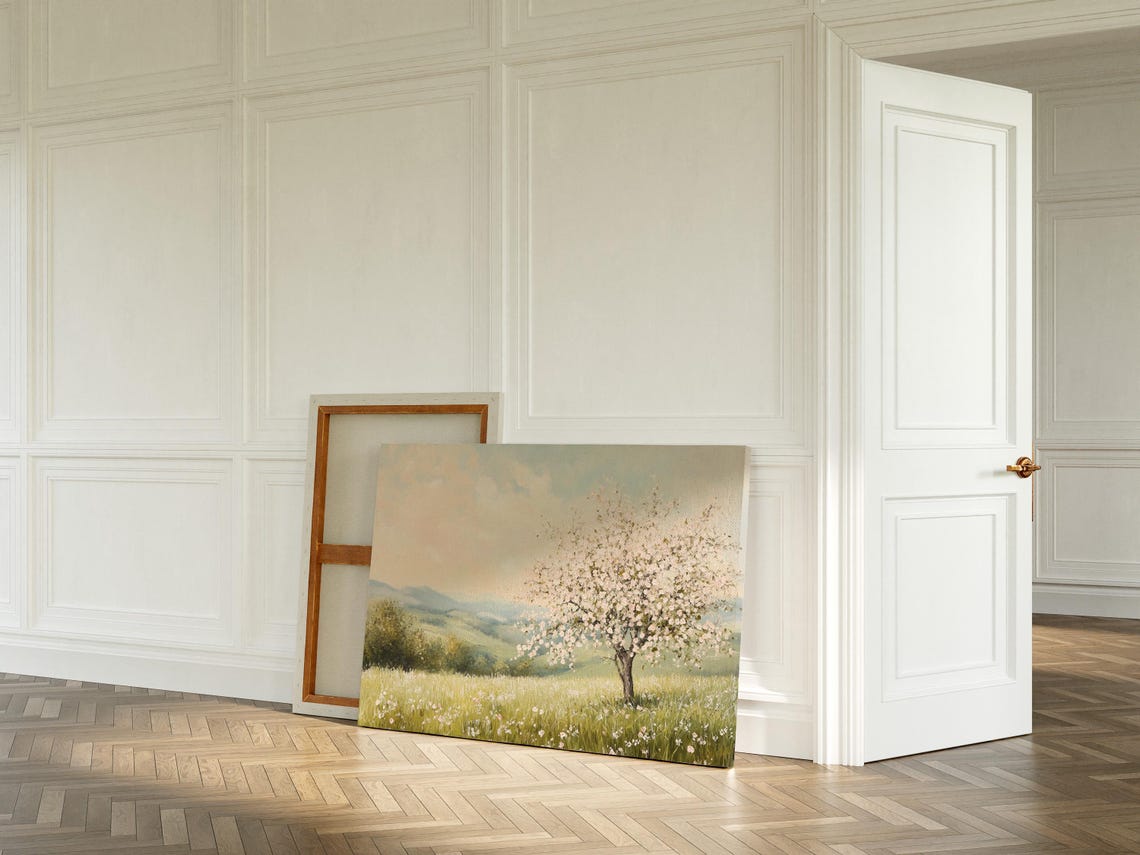 Serene Springtime Blossom Wall Art Beautiful Blooming Tree Landscape For Hangable Home Or Office Decor - Image 5