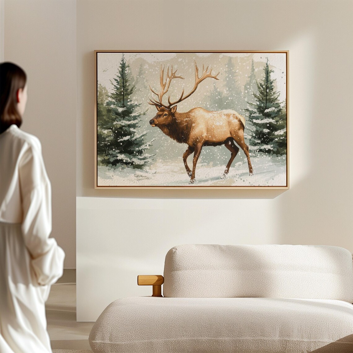 Rustic Primitive Reindeer Reading, Farmhouse Christmas - Image 6