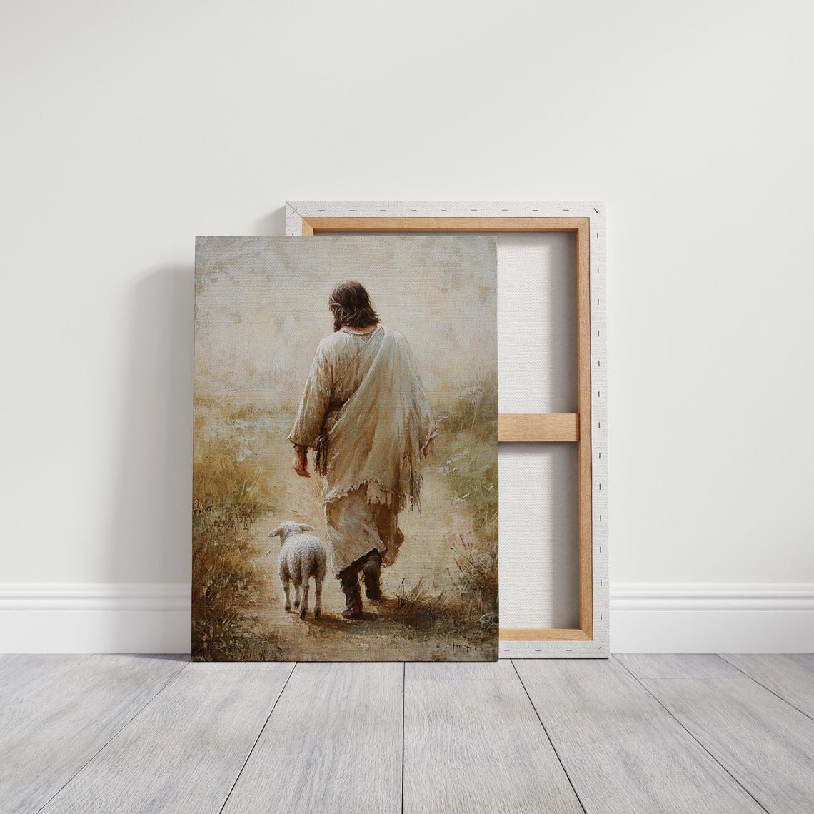 Jesus Walking Down a Country Path With a Lamb Following Behind Poster - Image 6