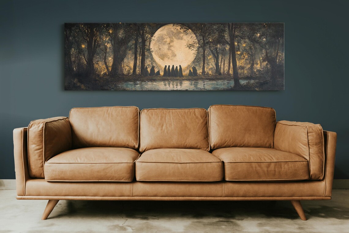 Full Moon Witch Gathering Mystical Night Art Print - Image 5