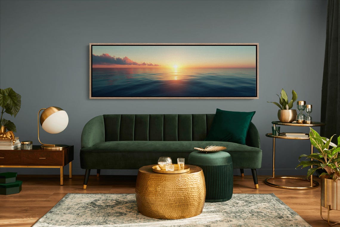 Serene Ocean Sunset Golden Sun Path Calm Water Coastal Scene Poster - Image 6