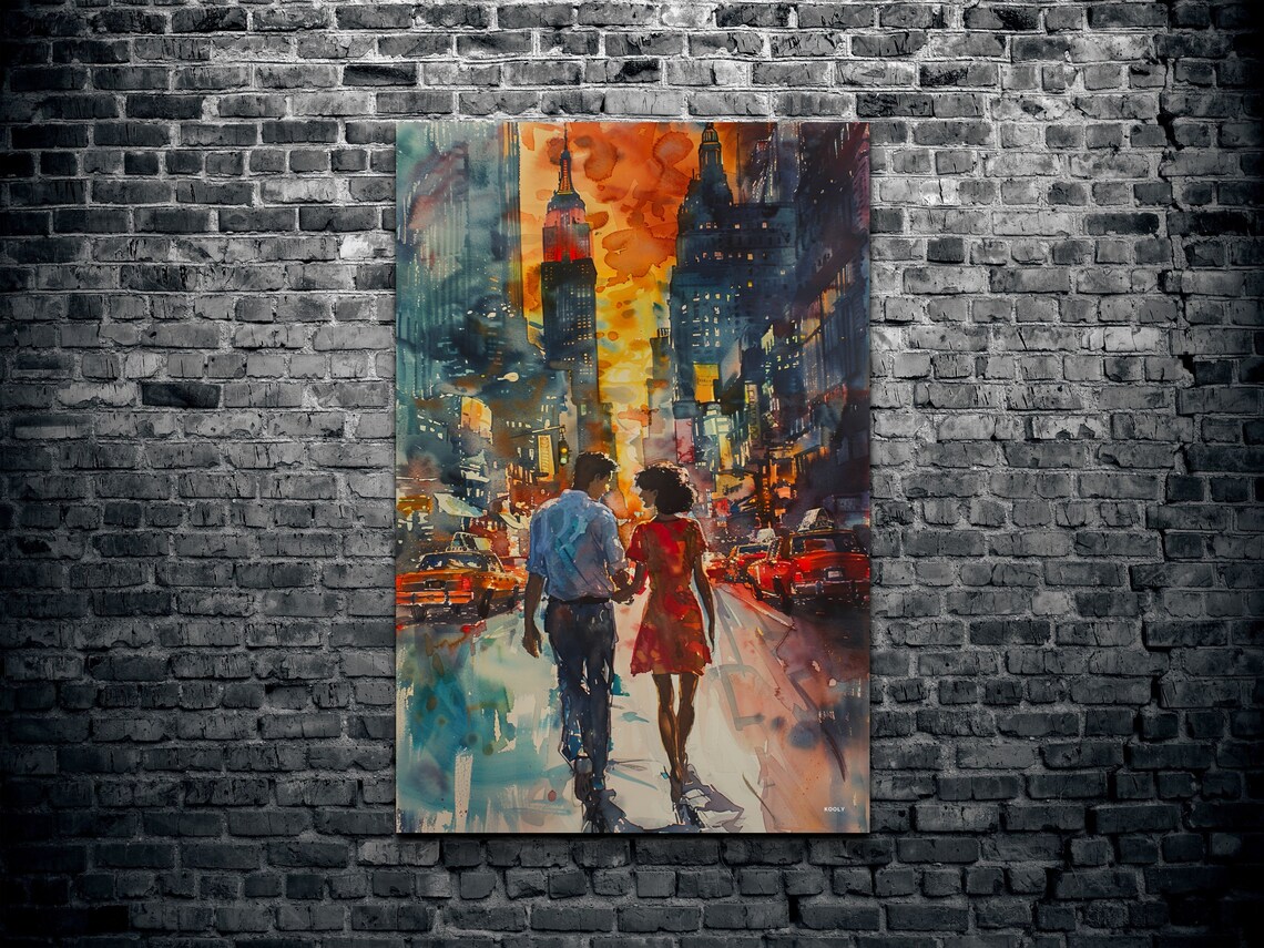 Watercolor Couple In New York City Art Print - Image 2