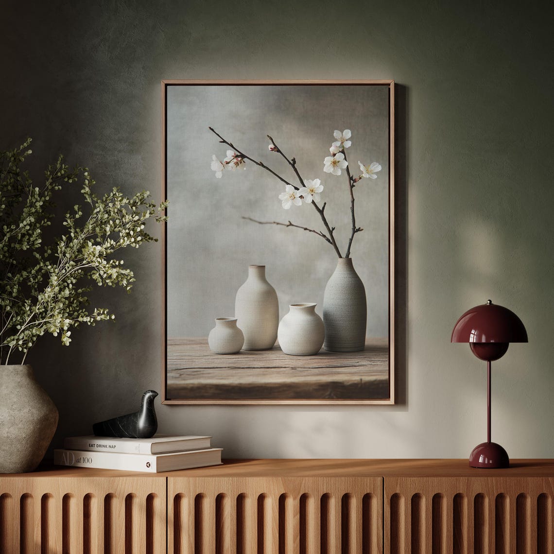 Minimalist Japanese Still Life Neutral Tones Cherry Blossoms Wabi Sabi Decor - Image 5