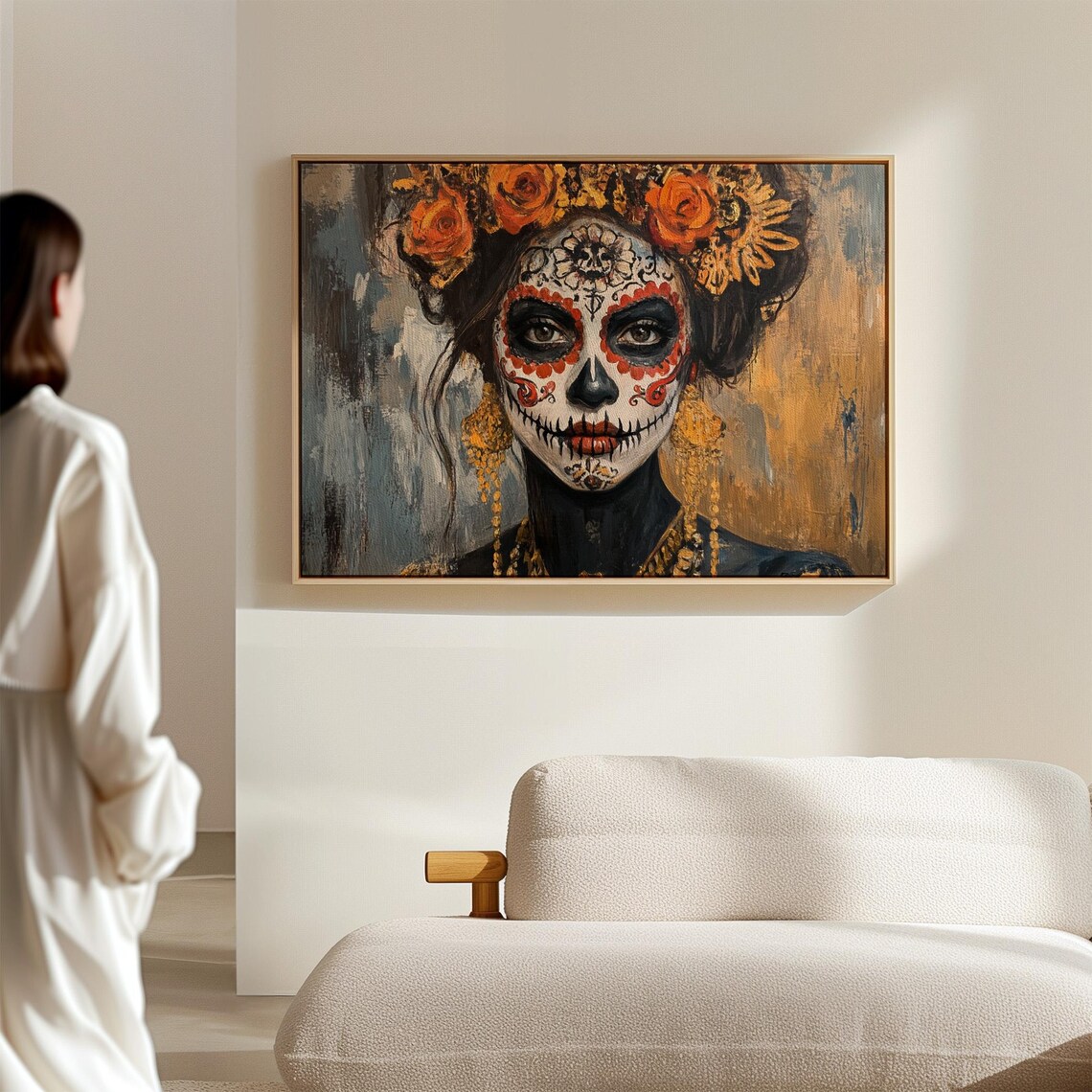 Mexican Sugar Skull Woman Dia De Los Muertos Art Print - Image 6