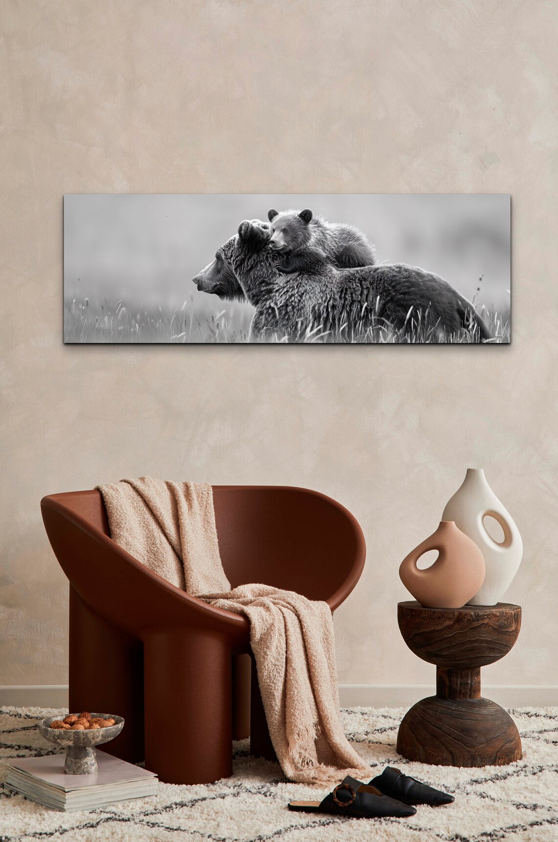 Mamma Bear Cub, Black And White Wall Art - Image 4